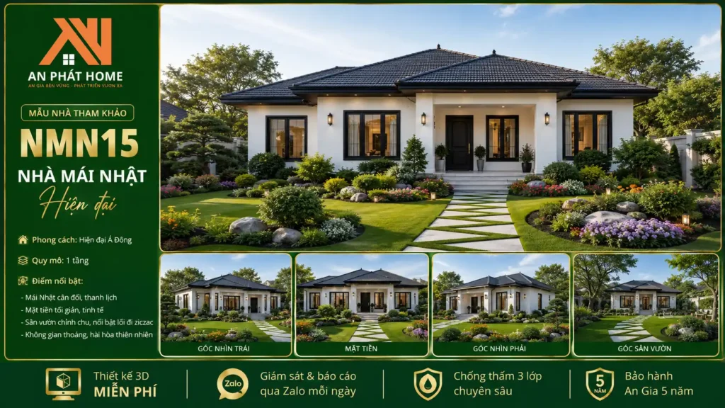 Mẫu nhà mái Nhật hiện đại NMN15