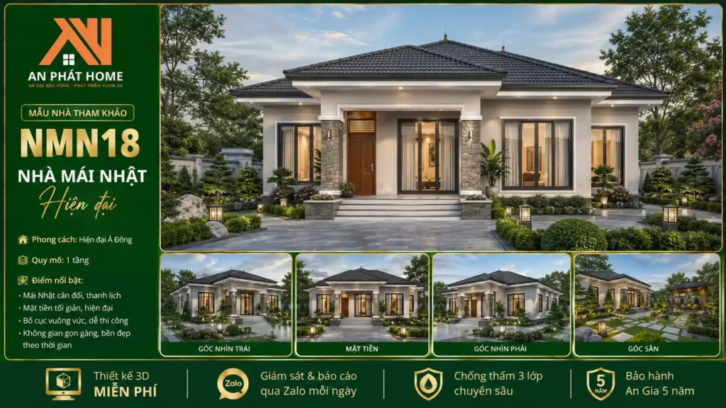 Mẫu nhà mái Nhật hiện đại NMN18