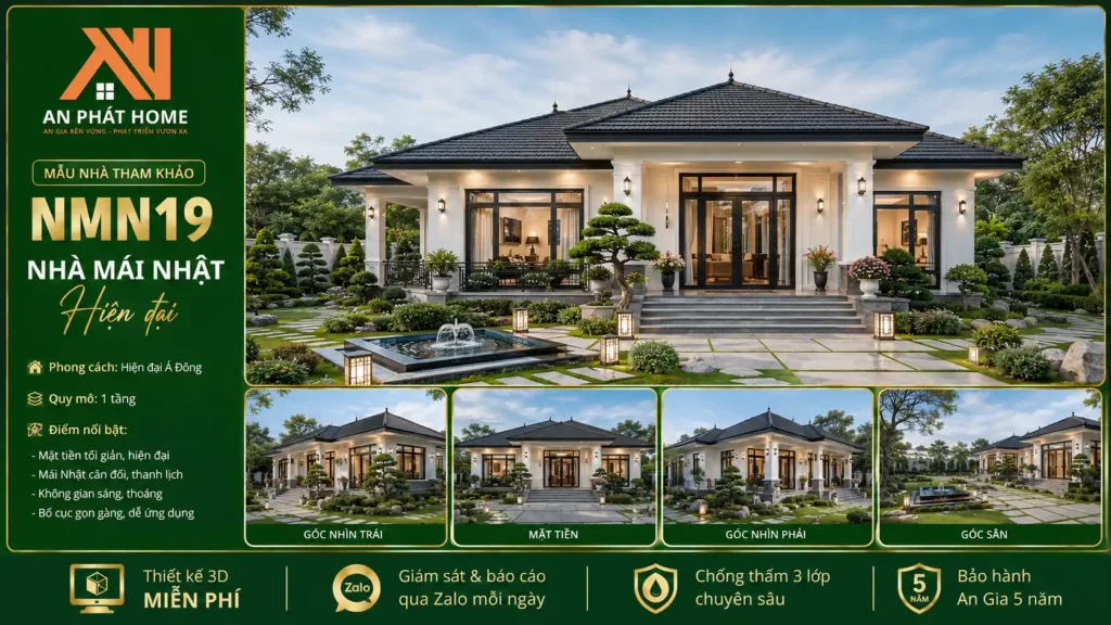 Mẫu nhà mái Nhật hiện đại NMN19
