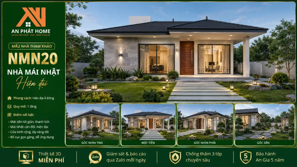 Mẫu nhà mái Nhật hiện đại NMN20