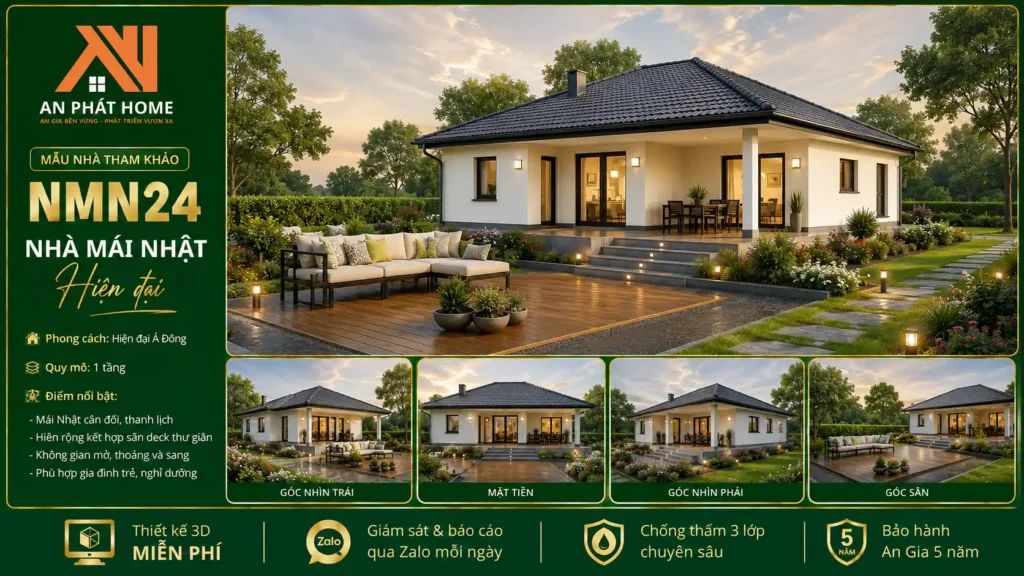 Mẫu nhà mái Nhật hiện đại NMN24