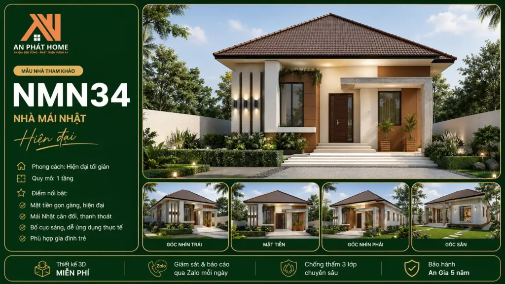 Mẫu nhà mái Nhật hiện đại NMN34