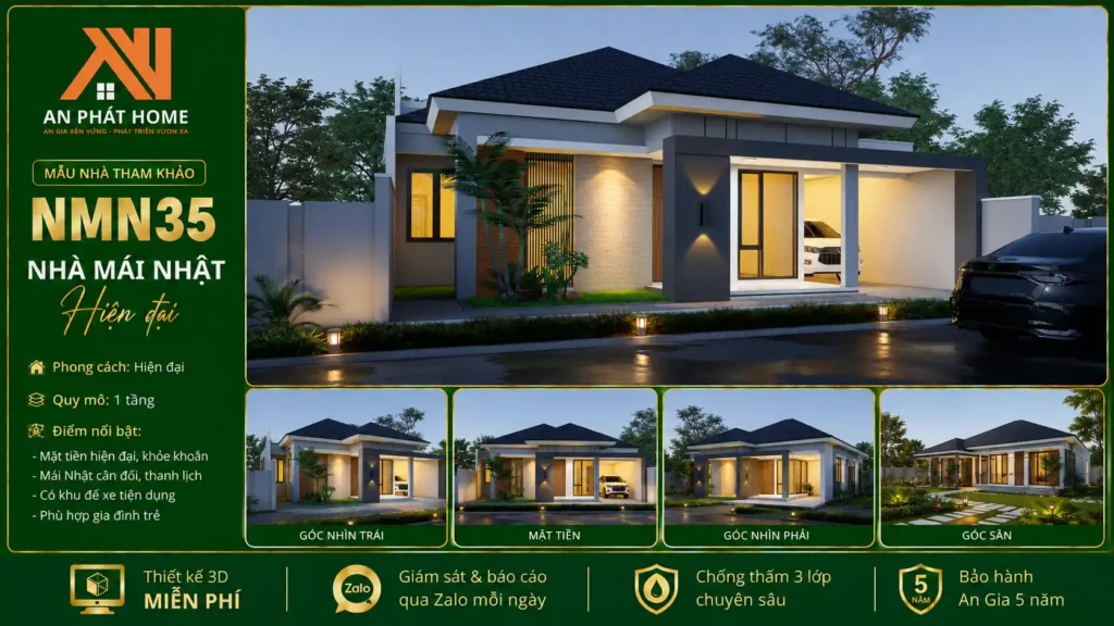 Mẫu nhà mái Nhật hiện đại NMN35