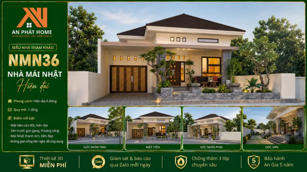 Mẫu nhà mái Nhật hiện đại NMN36