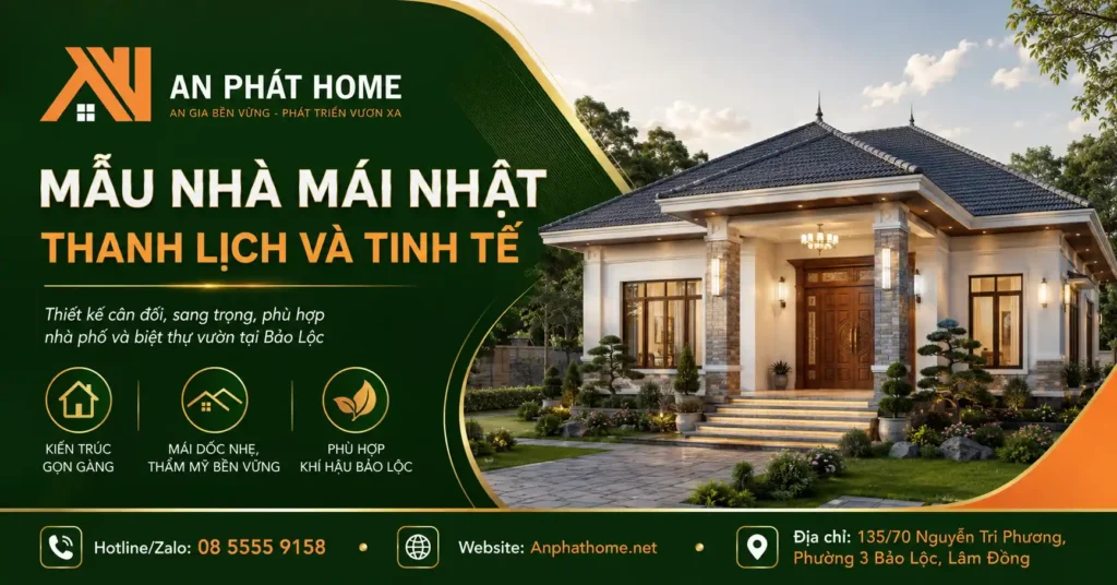 Mẫu nhà mái Nhật mang lại vẻ đẹp thanh lịch cho không gian sống