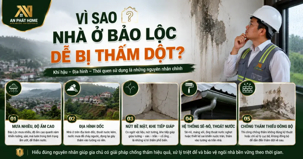 Nhà Bảo Lộc thường hay bị thấm dột vậy nguyên nhân từ đâu