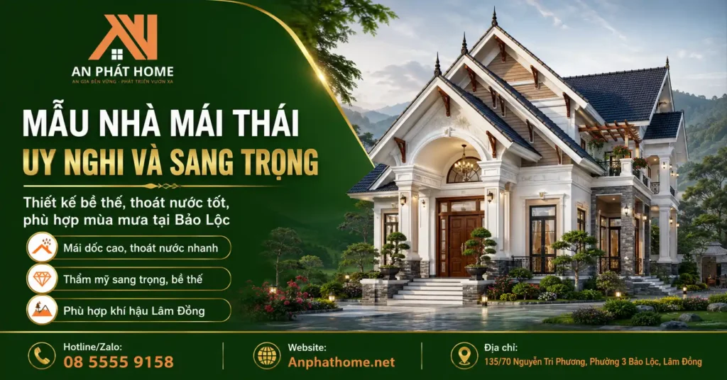 Những căn nhà mái Thái luôn tạo vẻ sang trọng và uy nghi cho gia chủ