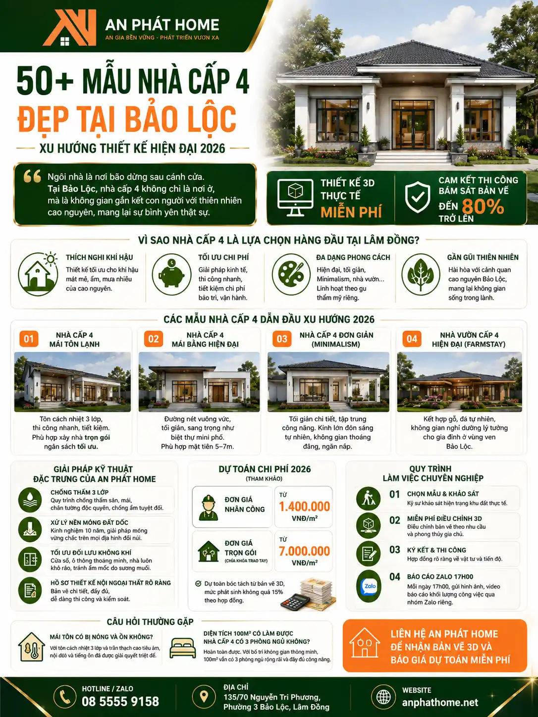 Tóm tắt nội dung về các mẫu nhà cấp 4 đẹp tại Bảo Lộc dành cho khách hàng tham khảo