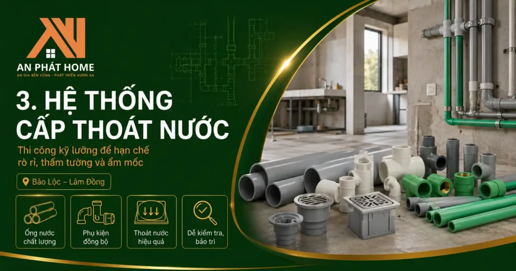 Vật tư hệ thống thoát nước mà An Phát Home dùng trong thi công