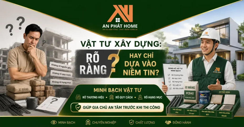 Vật tư luôn được An Phát Home cam kết thực tế và đầy đủ