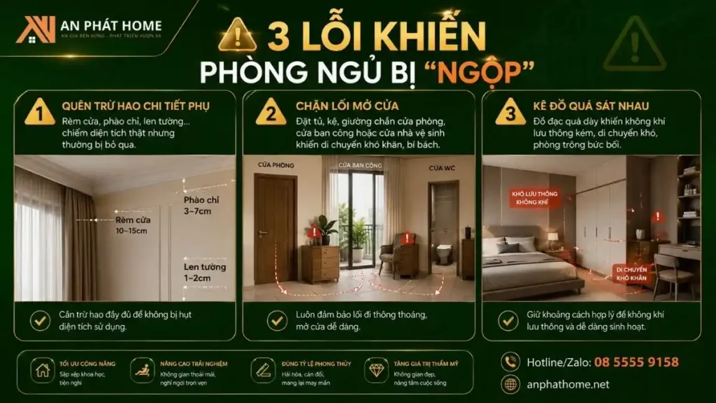 3 lối nghiêm trọng khiến phòng ngủ bị ngộp mà bạn không biết