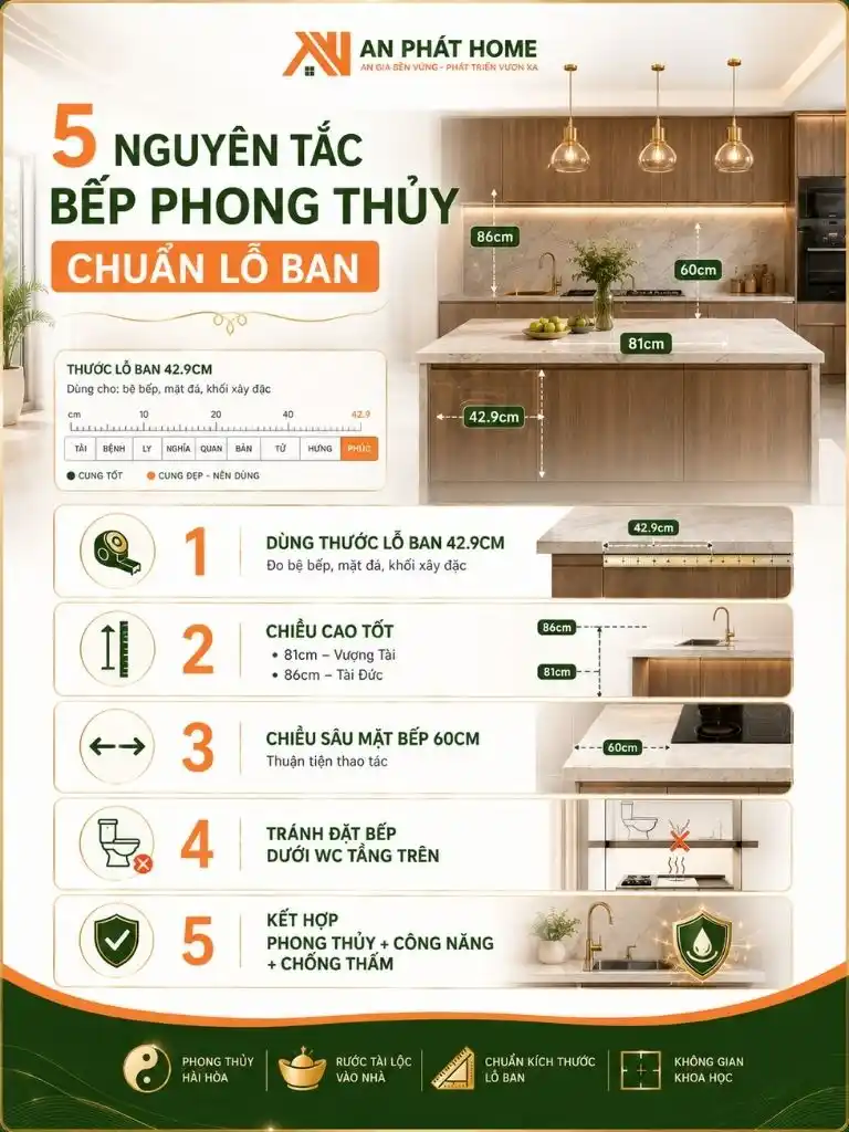 5 nguyên tác quan trọng bếp phong thủy chuẩn lỗ ban