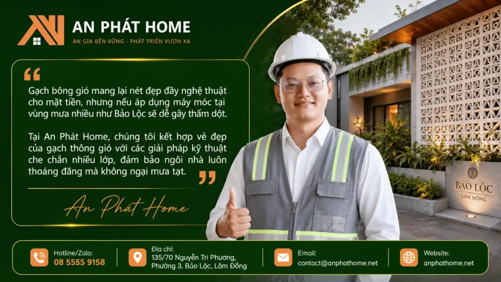 An Phát Home hiểu rằng mỗi thiết kế luôn cần tối ưu ánh sáng và không khí lưu thông và gạch bông gió là giải pháp tuyệt vời