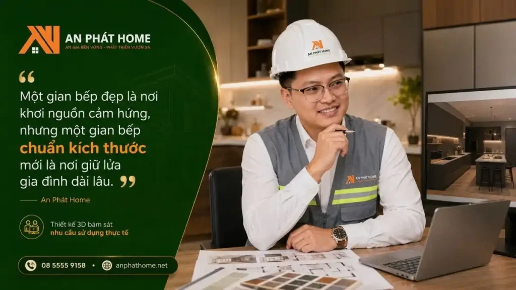 An Phát Home hiểu rằng một căn bếp đẹp sẽ cần từng kích thước và bố trí phải thật hợp lý