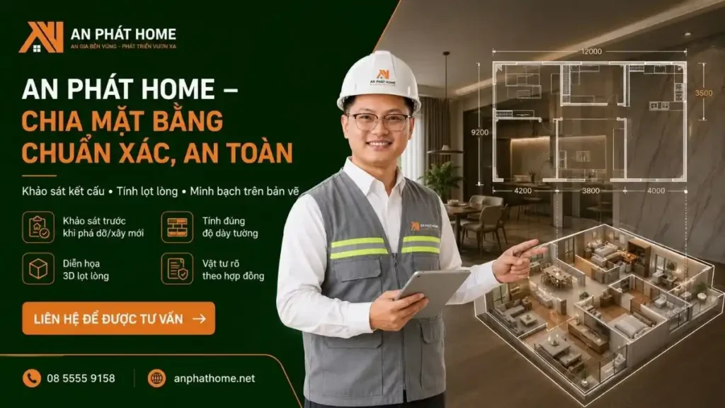 An Phát Home với bản thiết kế giúp bạn xác định rõ ràng kích thước tường nội thất