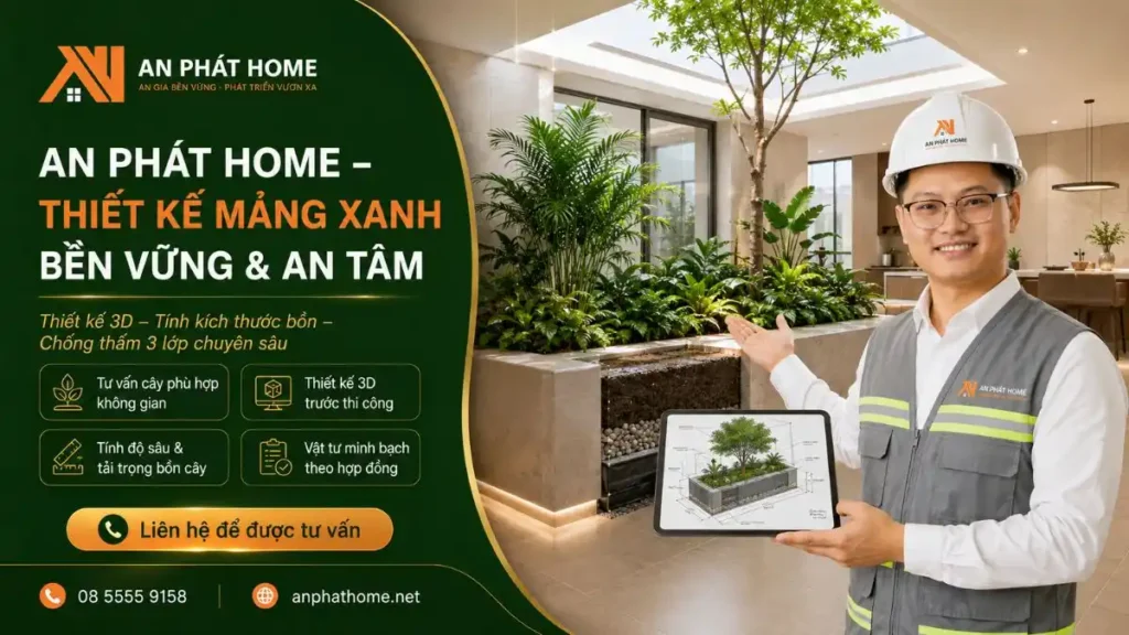 An Phát Home với nhiều năm kinh nghiệm giúp bạn thiết kế mảng xanh thật đẹp