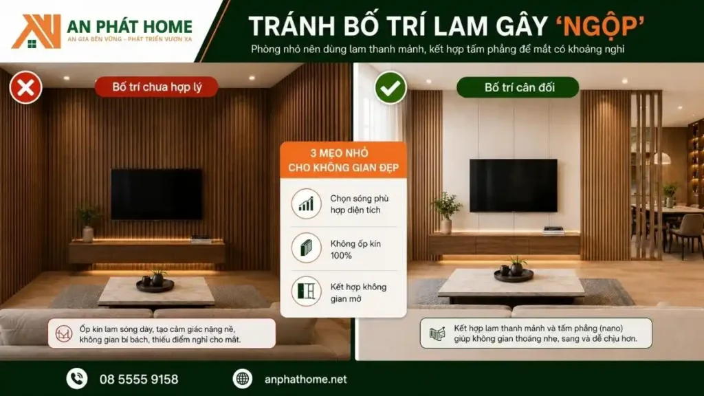 Bố trí lam sóng cần lưu ý kỹ để không gian không bị ngộp