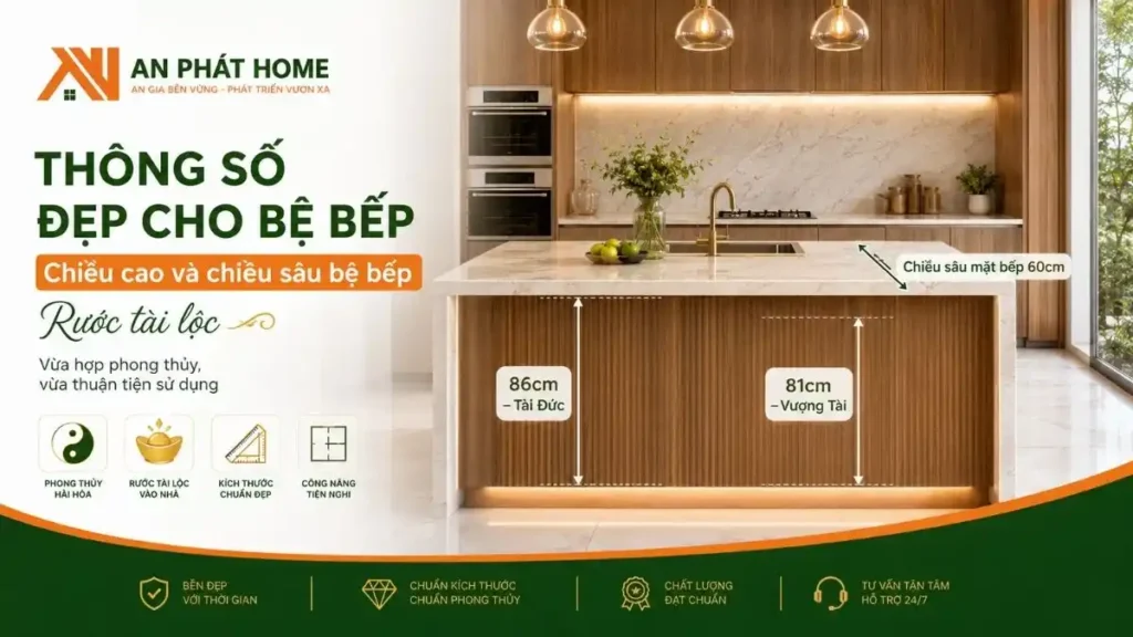 Các thông đẹp cho bệ bếp theo phong thủy