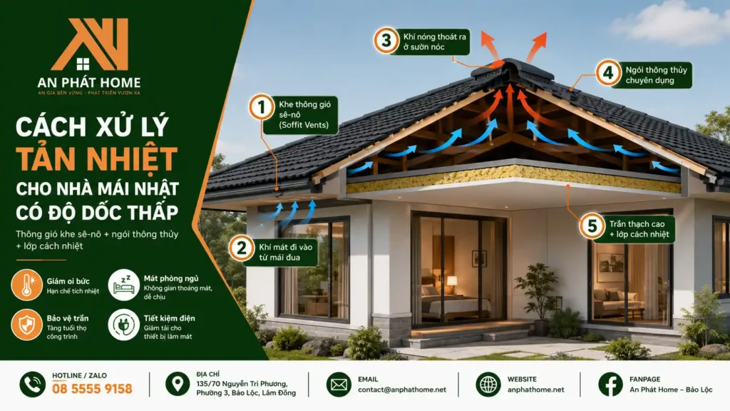 Cách xử lý việc tản nhiệt qua mái cho nhà Mái Nhật