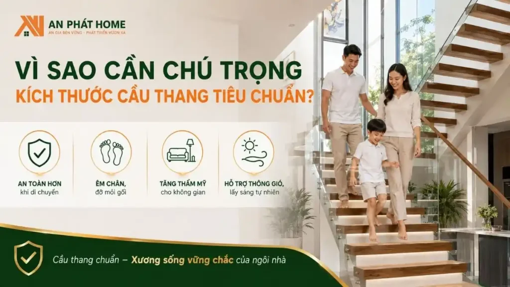 Cần chú trọng kích thước bậc cầu thang vì nó ảnh hưởng đến sinh hoạt hằng ngày