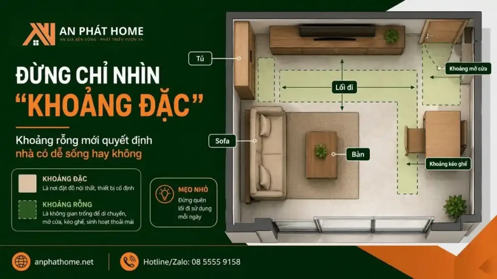 Cân để ý các khoảng rỗng để biết căn nhà của bạn có thoải mái không gian hay không