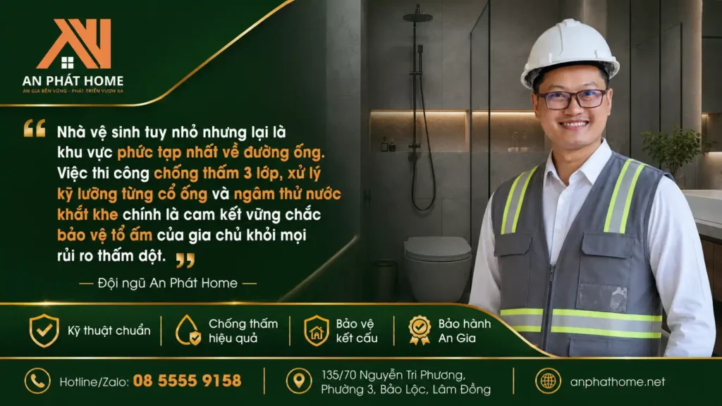 Chống thấm 3 lớp nhà vệ sinh là một quy trình chống thấm nhà vệ sinh đảm bảo của An Phát Home