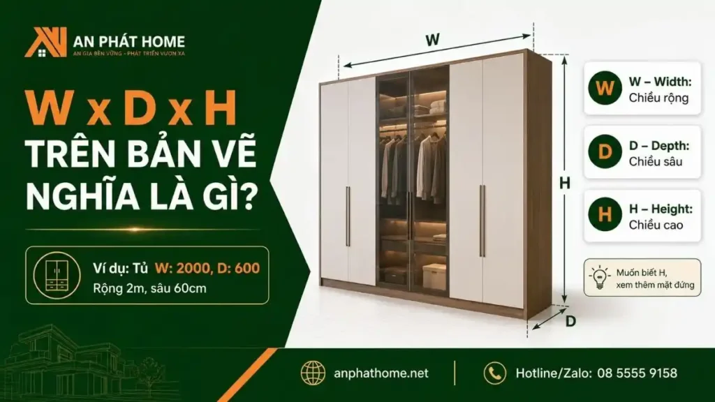 Dài rộng cao trong mỗi thiết kế bản vẽ đều theo quy tắc này