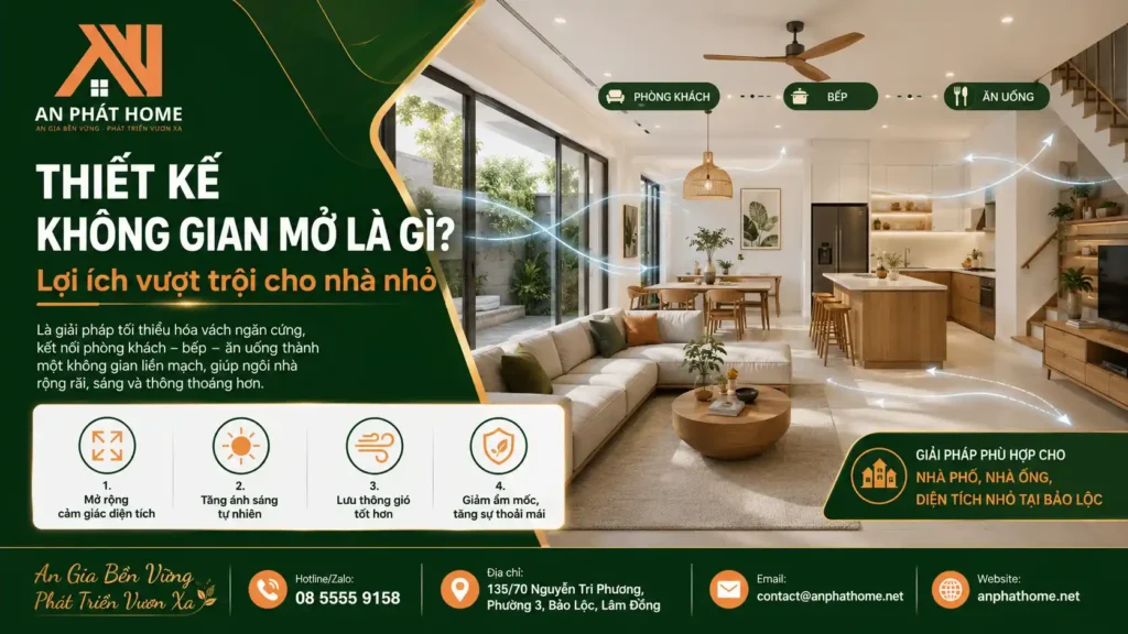 Định nghĩ về thiết kế không gian mở cho nhà ở