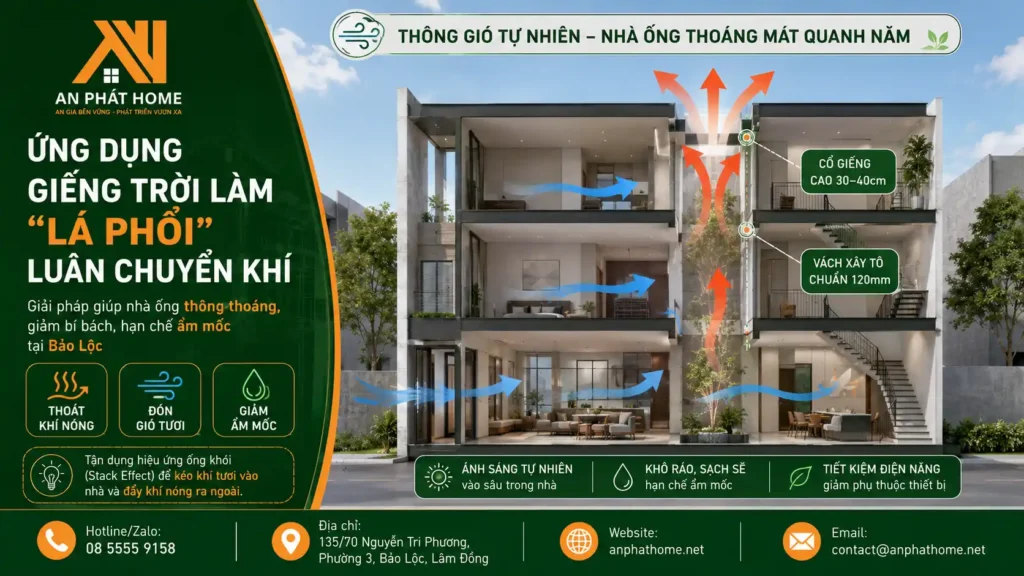 Dùng giếng trời để làm nơi trao đổi gió cho căn nhà của bạn