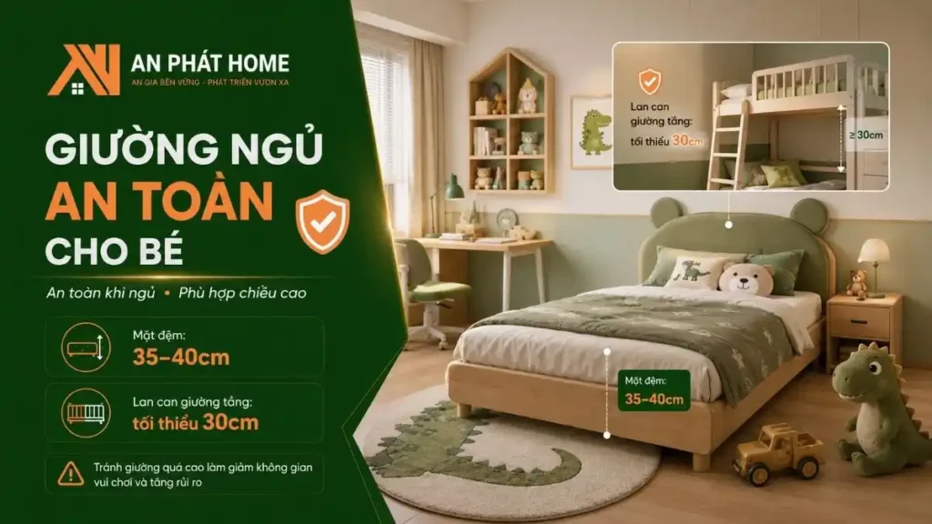 Giường ngủ cho bé cũng cần có kích thước an toàn