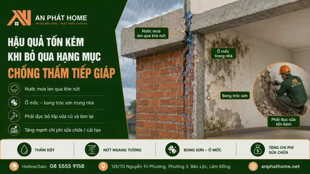 Hậu quả nếu không xử lý chống thấm tiếp giáp dầm tốt