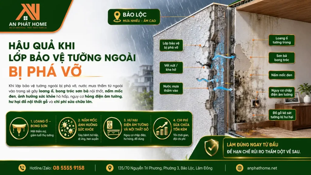 Hậu quả sẽ rất lớn nếu tường ngoài bị thấm