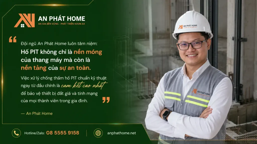 Hố PIT tuy ít khi để ý thấy nhưng đội ngũ An Phát Home vẫn luôn làm chuẩn chỉnh trong việc chống thấm