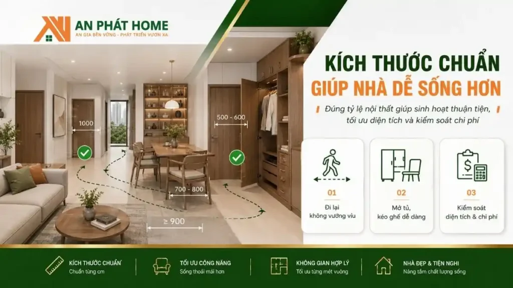 Kích thước chuẩn dành cho gia chủ giúp căn nhà sống thoải mái