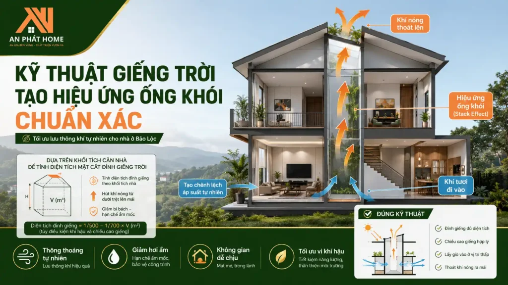 Kỹ thuật giếng trời giúp tạo hiệu ứng ống khói thông gió cho căn nhà của bạn