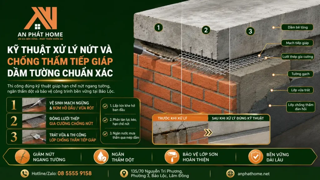 Kỹ thuật xử lý chống thấm tiếp giáp dầm chuyên nghiệp của An Phát Home