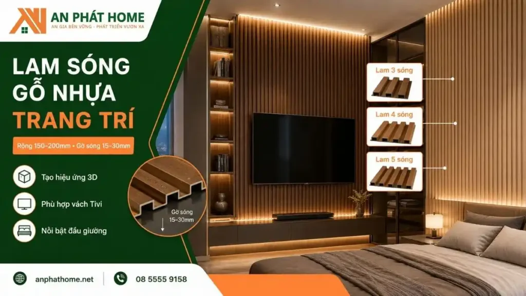 Lam sóng gỗ nhữa trang trí là được áp dụng trong nội thất