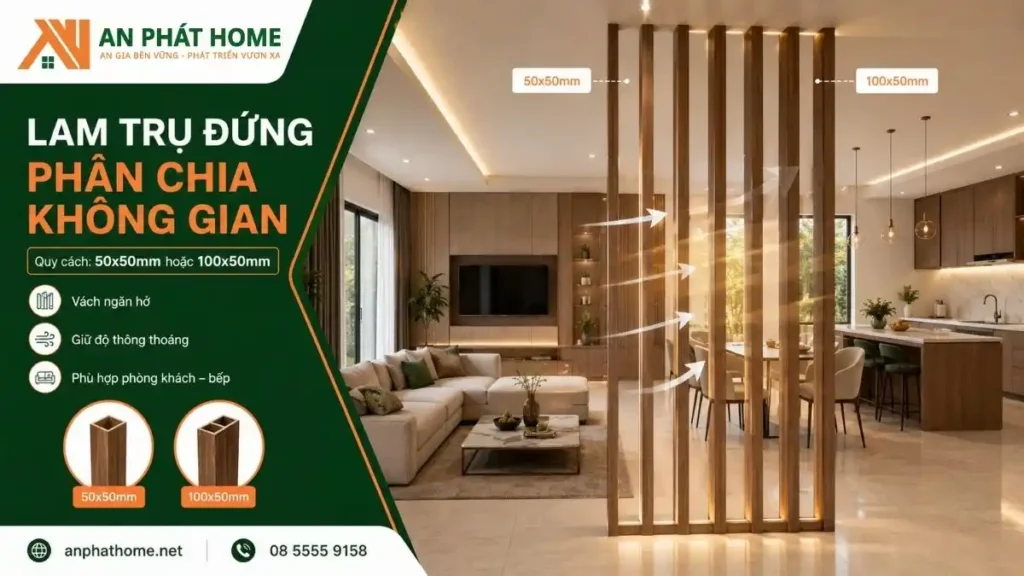 Lam trụ đứng là một vật liệu để dùng chia không gian
