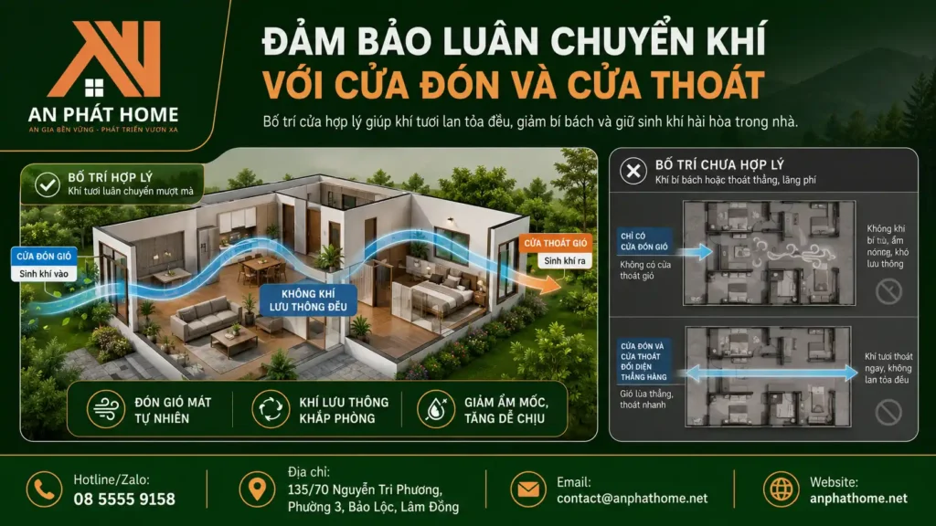 Luôn bảo đảm việc thông khí của cửa đón và thoát gió