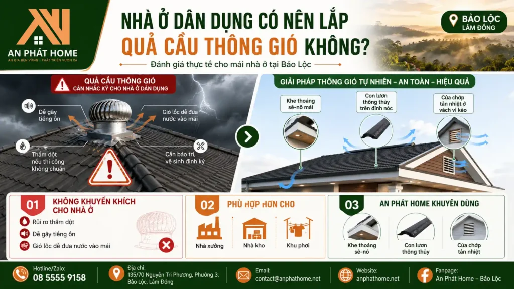 Lý do nhà ở dân dụng không nên lắp quả cầu thông gió