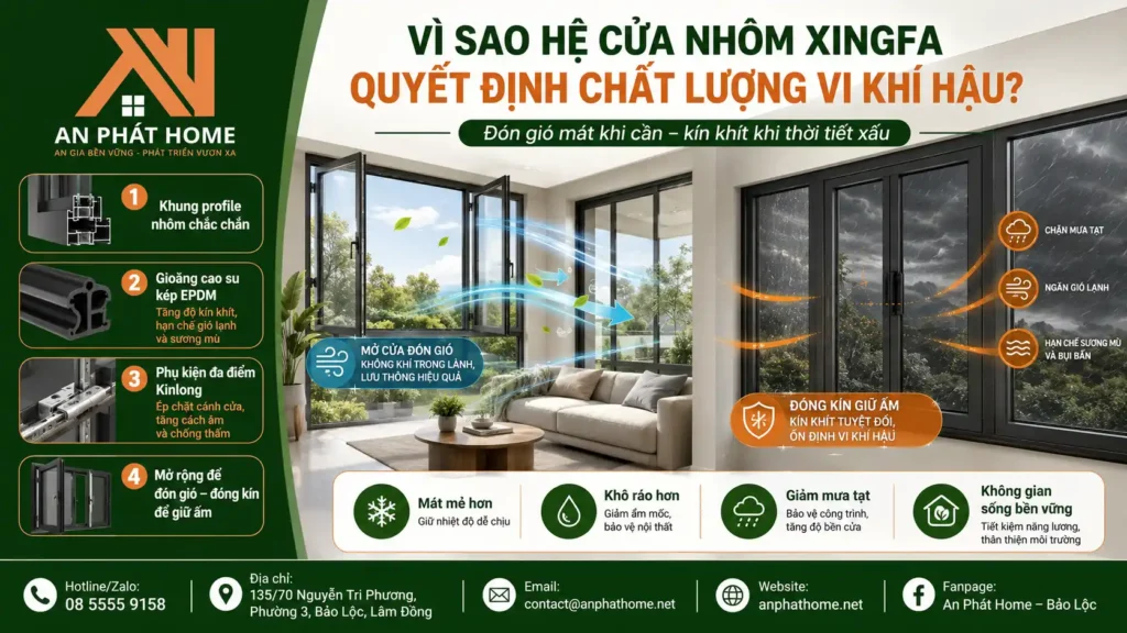Nguyên nhân giúp hệ cửa nhôm Xingfa giải quyết được chất lượng vi khí hậu