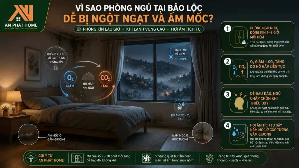 Nguyên nhân khiến phòng ngủ ngột ngạt và ẩm mốc