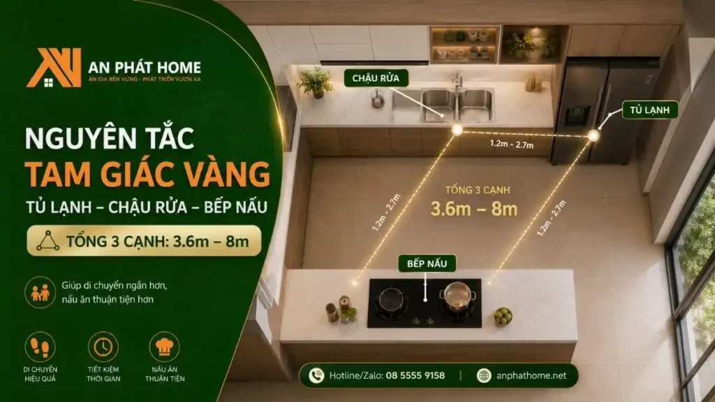 Nguyên tắc tam giác vàng trong thiết kế bếp