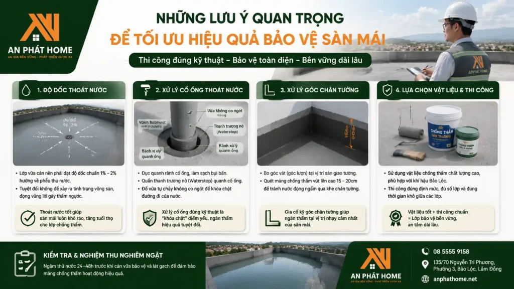 Những lưu ý quan trọng sau khi chống thấm sân thượng