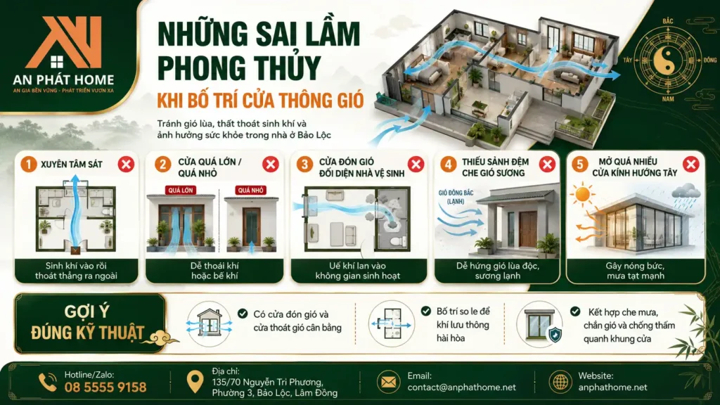 Những sai lầm nghiêm trọng khi bố trí cửa thông gió