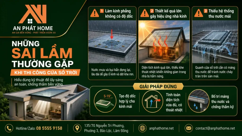 Những sai lầm thường hay gặp phải khi làm giếng trời