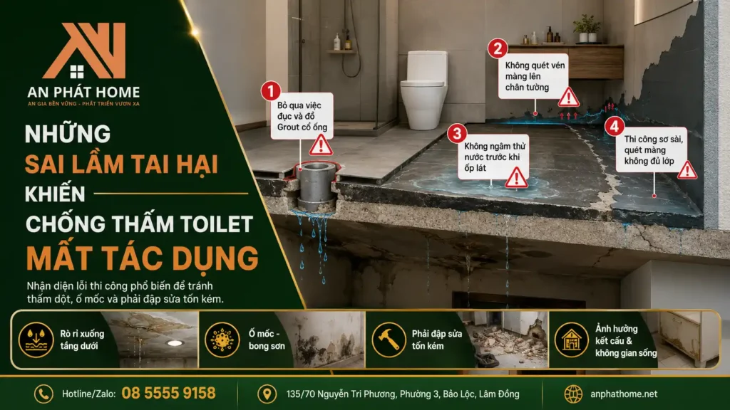 Những sai lần khiến cho việc chống thấm nhà vệ sinh mất tác dụng