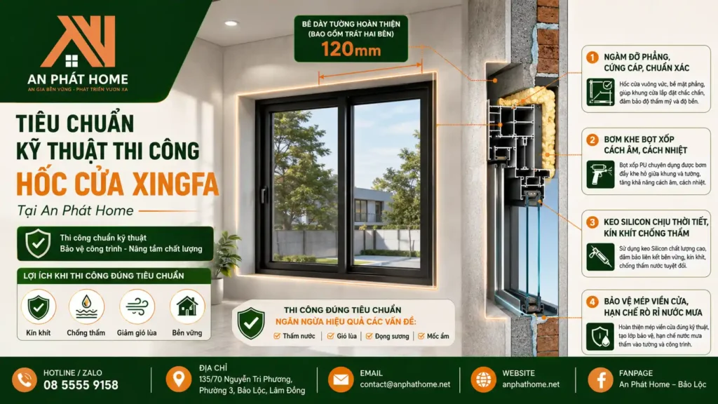 Những tiêu chuẩn kỹ thuật quan trọng khi thi công hốc cửa nhôm Xingfa