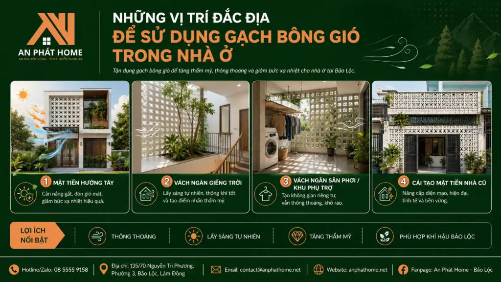 Những vị trí quan trọng có thể ứng dụng gạch bông gió