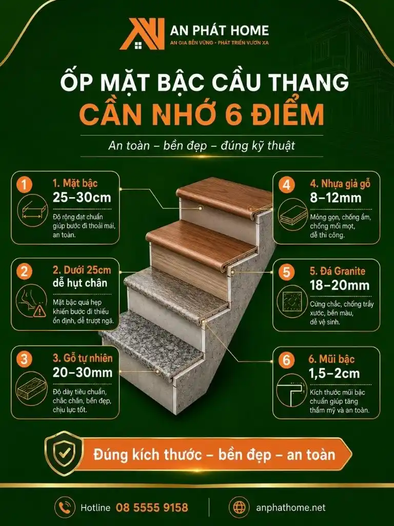 Ốp mặt bậc cầu thang với 6 điểm quan trọng cần lưu ý